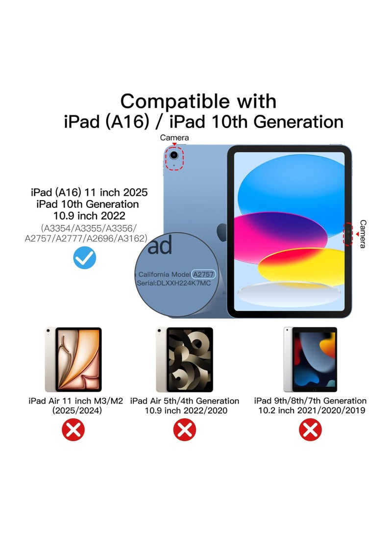 كفر ايباد الجيل العاشر  10.9 بوصة 2022 / ايباد الجيل الحادي عشر (A16) 10.9 بوصة 2025 مع حامل قلم ذكي ،غطاء ذكي رفيع بمسند اغلاق/تشغيل الشاشة تلقائي ، وردي - Image 2