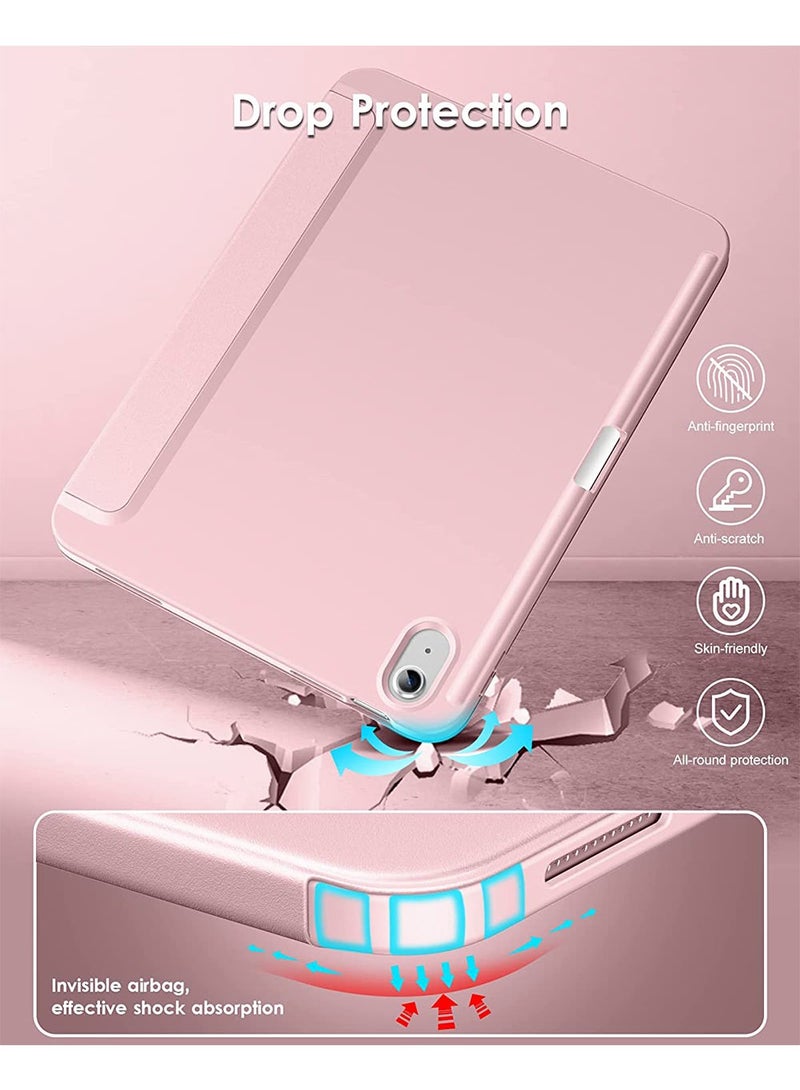 كفر ايباد الجيل العاشر  10.9 بوصة 2022 / ايباد الجيل الحادي عشر (A16) 10.9 بوصة 2025 مع حامل قلم ذكي ،غطاء ذكي رفيع بمسند اغلاق/تشغيل الشاشة تلقائي ، وردي - Image 4