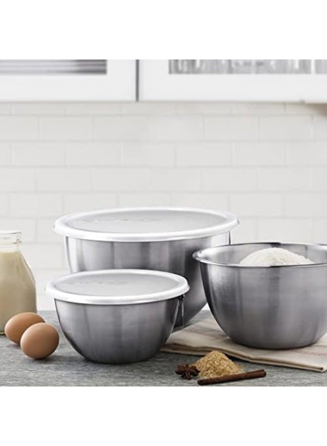 Tovolo Stainless Steel, Set of 3 Mixing Tight-Seal Dishwasher-Safe Metal Bowls with BPA-Free Lids for Food Storage, Stainless Steel - Image 2