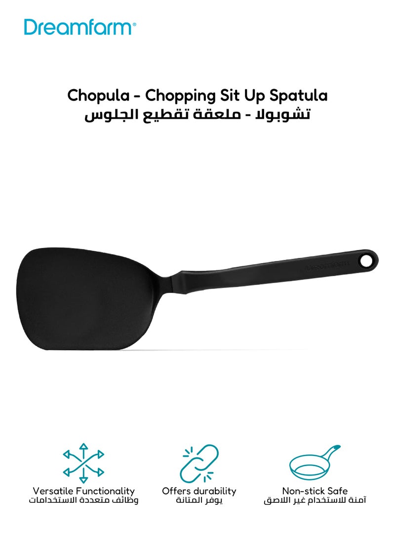 Dreamfarm Non-Stick Safe Flexible Spatula | 12” Heat-Resistant Nylon with Angled & Curved Head | Safe for Non-Stick Cookware | Easy Lift for Delicate Foods | Black | 29.46 x 7.62 x 1.27 CM - Image 1
