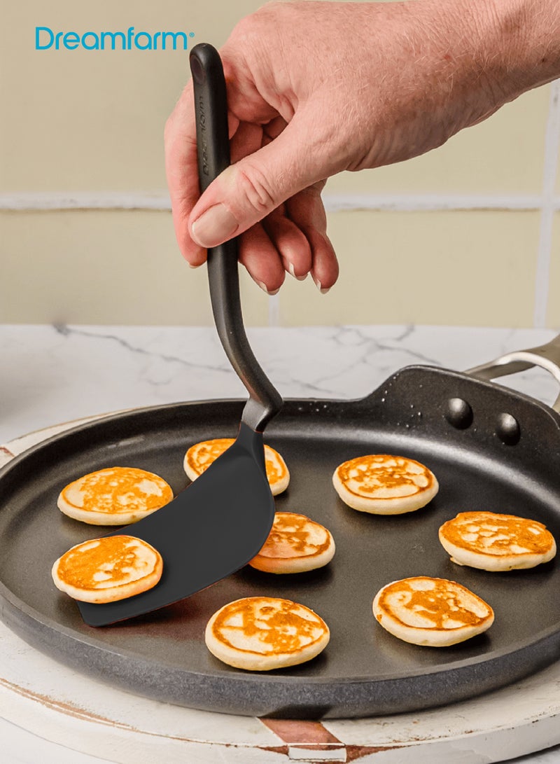 Dreamfarm Non-Stick Safe Flexible Spatula | 12” Heat-Resistant Nylon with Angled & Curved Head | Safe for Non-Stick Cookware | Easy Lift for Delicate Foods | Black | 29.46 x 7.62 x 1.27 CM - Image 2