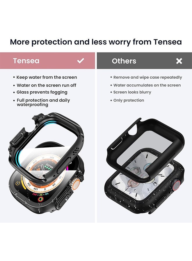 جراب واقي شاشة مقاوم للماء لساعة Apple Watch Ultra 3/Ultra 2/Ultra 49 مم، ملحقات iWatch، غطاء وجه واقي مع فيلم زجاجي مقوى للنساء والرجال، جراب ممتص للصدمات لساعة iPhone 49 مم - Image 2