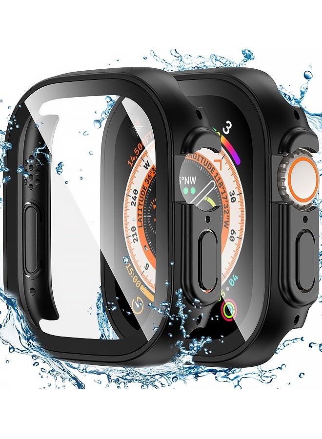 جراب واقي شاشة مقاوم للماء لساعة Apple Watch Ultra 3/Ultra 2/Ultra 49 مم، ملحقات iWatch، غطاء وجه واقي مع فيلم زجاجي مقوى للنساء والرجال، جراب ممتص للصدمات لساعة iPhone 49 مم - Image 1