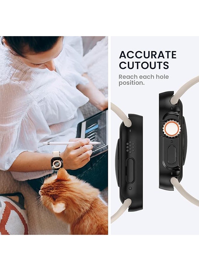 جراب واقي شاشة مقاوم للماء لساعة Apple Watch Ultra 3/Ultra 2/Ultra 49 مم، ملحقات iWatch، غطاء وجه واقي مع فيلم زجاجي مقوى للنساء والرجال، جراب ممتص للصدمات لساعة iPhone 49 مم - Image 4