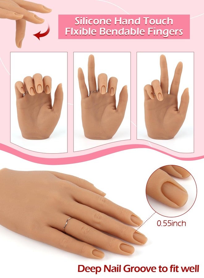 LIONVISON Practice Hand for Acrylic Nails, Silicone Nail Hand Practice, Flexible Fingers Fake Training Hand False Mannequin Hands for Nail Practice, Hand Model Kit for Nail Supplies Manicure Beginners - Image 3