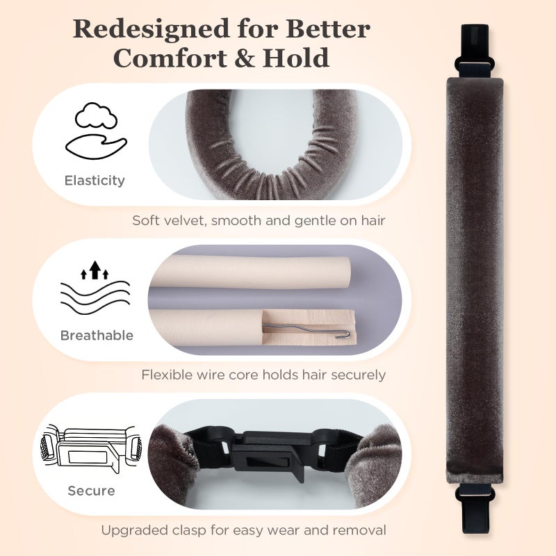 ZHENSILK Heatless Hair Curler Set â€“ 4PCS Velvet Overnight Blowout Rods for Heatless Curls, Jumbo Flexible Curling Rods to Sleep In, No Heat Curling Tools for Natural Waves and Curls Brown - Image 4