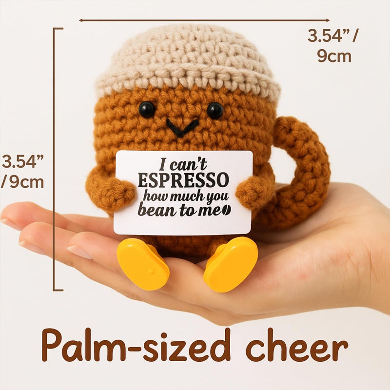 TWPER Birthday Gifts for Her Him Women Men Girlfriend Boyfriend, Positive Crochet Coffee Cup Desk Decor, Cute Small Coffee Lover Gift for Best Friend Couple Wife Husband - Image 4