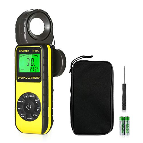 BTMETER BT-881D Digital Illuminance Light Meter, Measure Lights 0.01~400,000 Lux (0.01~40,000 FC) Foot Candles Luxmeter with 270º Rotated Sensor for Plants LED Lights Indoor Outdoor Light Tester - Image 1