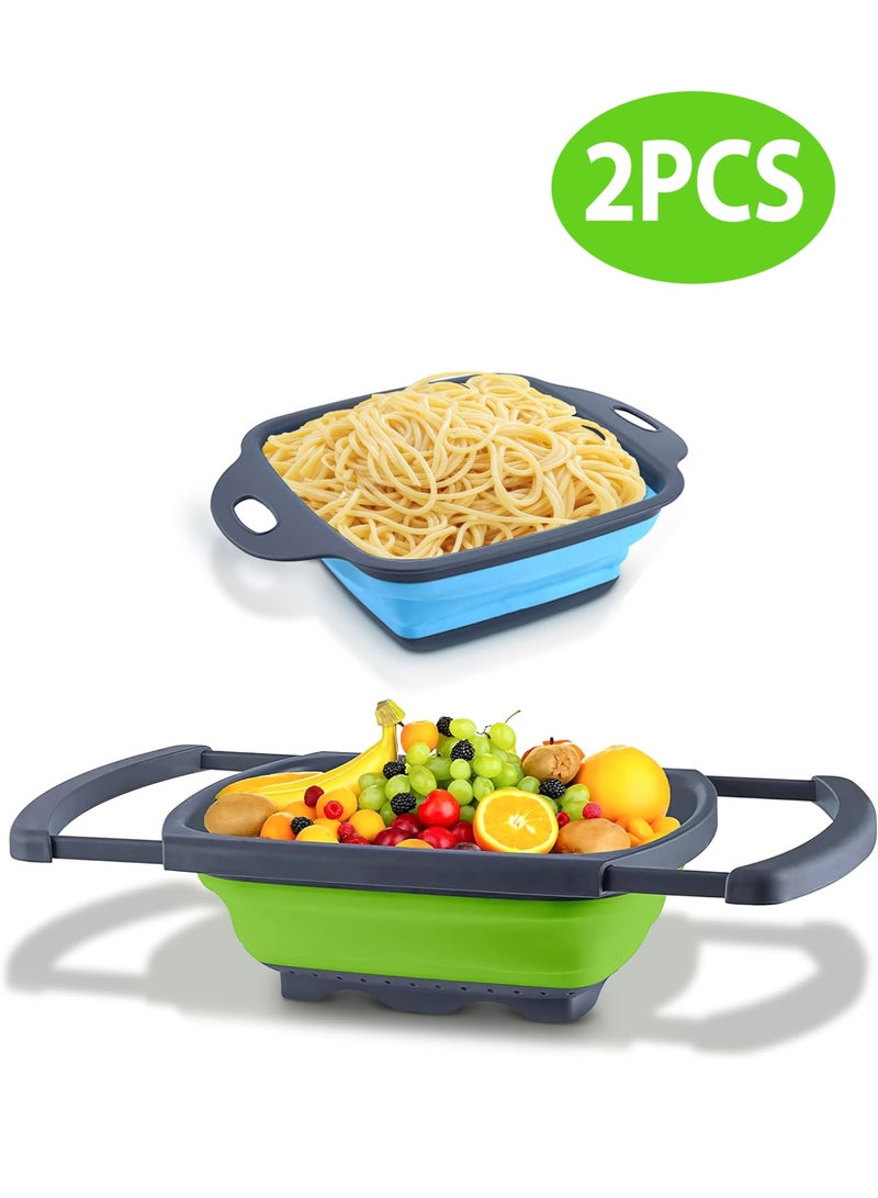 Bukela 2 PCS Silicone Collapsible Colander, Sink Colander, Collapsible Camping Versatile Collapsible Strainer Sink, Strainer basket over Sink Strainer - Image 1