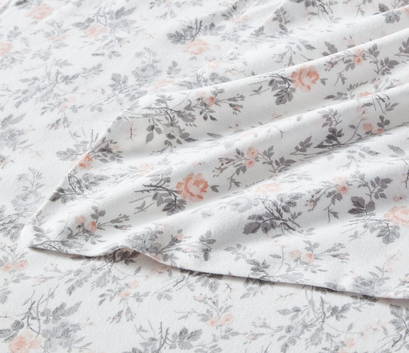 Laura Ashley - Twin Sheet Set, Cotton Flannel Bedding, Brushed for Extra Softness & Comfort (Rosalie Grey, Twin) - Image 4