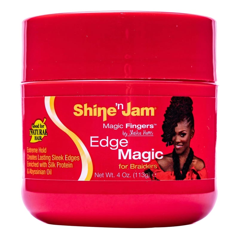 Ampro AmPro Shine-n-Jam Magic Fingers Edge Control - Provides Firm Hold with Non-Greasy Shine - Strengthens Hair with Silk Proteins and Softens with Abyssinian Oil - Excellent for Taming Fringe - 4 oz 