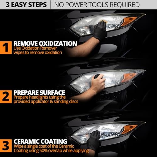 CERAKOTE طقم استعادة المصابيح الأمامية من CERAKOTE® - مضمون أن يدوم طالما أنك تمتلك سيارتك - يعيد المصابيح الأمامية إلى حالة جديدة - لا حاجة لأدوات كهربائية - طقم 10 من المناديل - Image 4