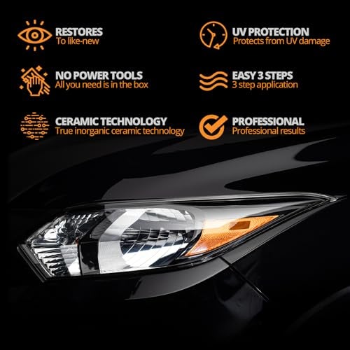 CERAKOTE طقم استعادة المصابيح الأمامية من CERAKOTE® - مضمون أن يدوم طالما أنك تمتلك سيارتك - يعيد المصابيح الأمامية إلى حالة جديدة - لا حاجة لأدوات كهربائية - طقم 10 من المناديل - Image 3
