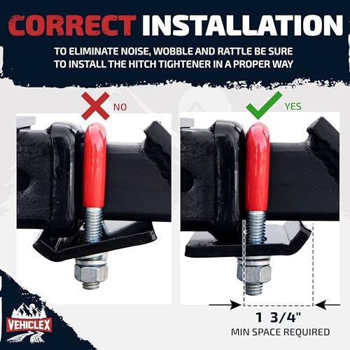 Vehiclex 2 Hitch Stabilizers for 1.25" to 2" Hitches – Anti-Rattle Hitch Tighteners - Heavy-Duty Hitch Clamps with 0.44" U-Bolt Diameter – Protective Anti-Rust Coating - Image 3