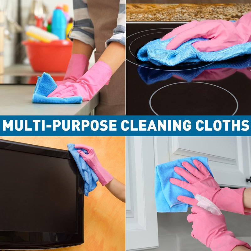TEAWOO Blue Microfiber Towels Bulk-400 Pack, Cleaning Cloths Bulk, Microfiber Towels for Cars, Cleaning Rags Blue (12x12 inches) - Image 5