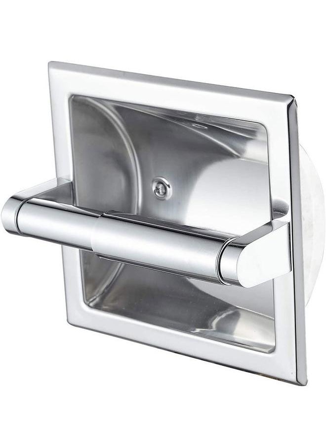 yongsheng - Chrome Recessed Toilet Paper Holder Wall Toilet Paper Holder，Recessed Tissue Roll Dispenser for Bathroom- Recessed Toilet Tissue - Image 1