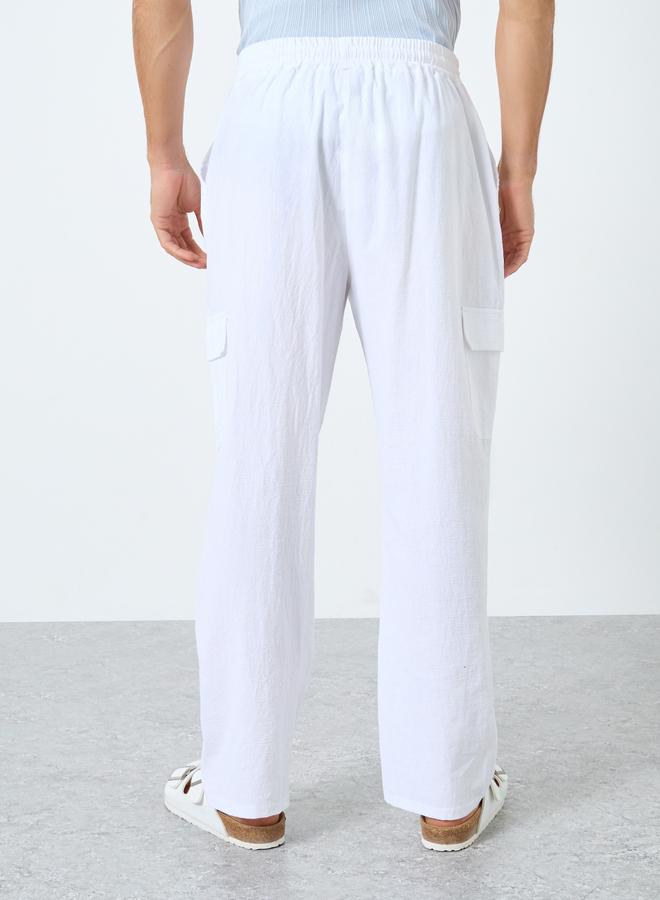 Styli Men Linen Blend Straight Leg Plain Trousers - Image 4