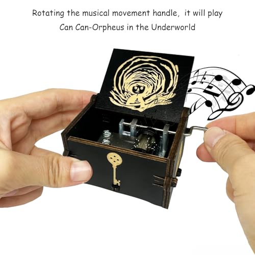 Youtang Music Box Engraved Wooden Gifts Mini Musical Box Play Can Can - Orpheus in The Underworld for Birthday/Anniversary/Valentine's Day/Christmas (Black) - Image 2