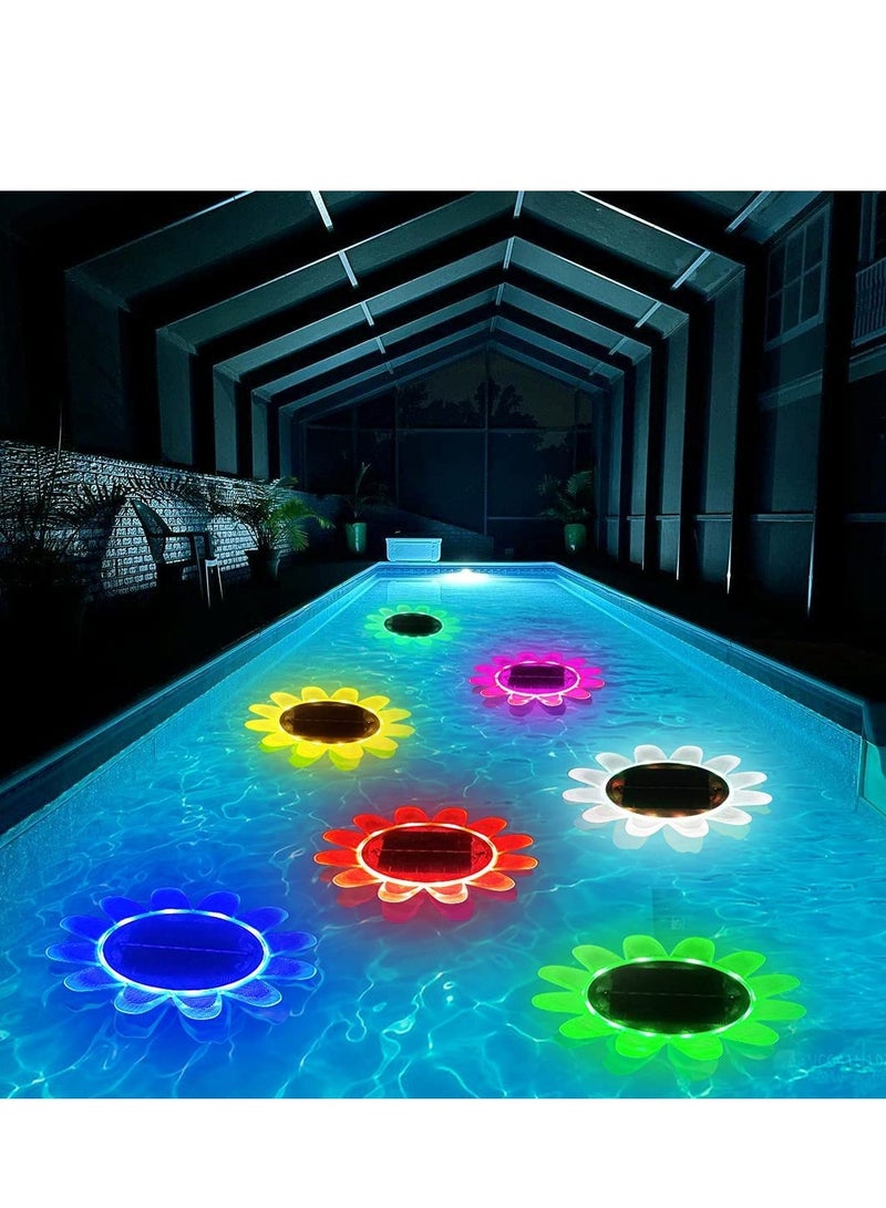 Floating Pool Lights Solar Outdoor Sunflower Ip68 Waterproof Lighting Amphibious Pond Led Night Lamps for Garden Backyard Decor ( 2lights 1control ) - Image 1