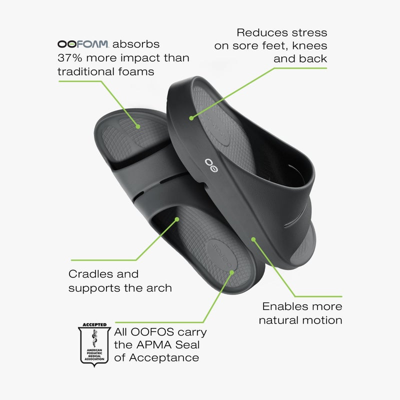 OOFOS OOahh Recovery Slide, Black - Womenâ€™s Size 12, Menâ€™s Size 10 - Image 4
