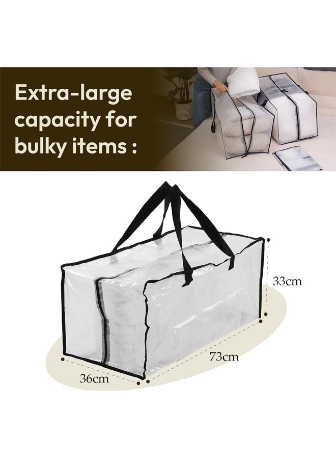 DUNISO 3Pcs Moving Bags, Storage Bags with Zipper & Handles, Foldable Clothes Storage Bags, Space-Saving, Waterproof and Dustproof，Sturdy and Durable，for Moving, Camping, Travel，74x34x36cm - Image 2