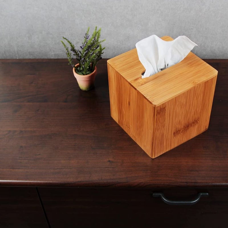 J JACKCUBE Design Premium Bamboo Tissue Box Cover â€“ Modern Square Design for Home, Office, and Bathroom â€“ Eco-Friendly and Durable Tissue Holder - MK273A - Image 3