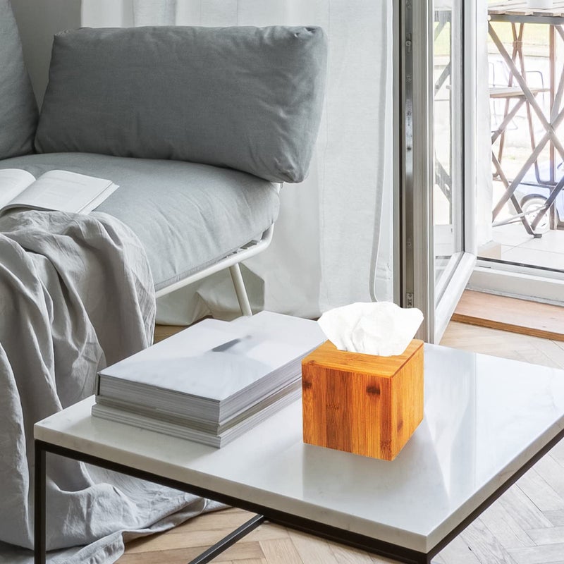 J JACKCUBE Design Premium Bamboo Tissue Box Cover â€“ Modern Square Design for Home, Office, and Bathroom â€“ Eco-Friendly and Durable Tissue Holder - MK273A - Image 4