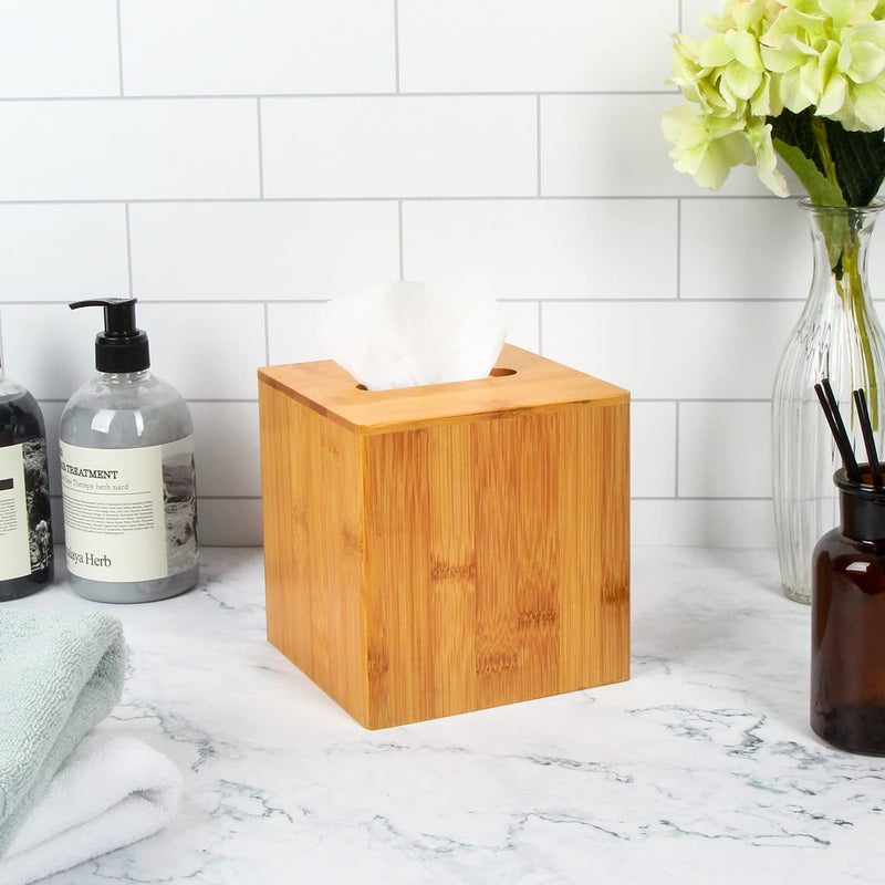 J JACKCUBE Design Premium Bamboo Tissue Box Cover â€“ Modern Square Design for Home, Office, and Bathroom â€“ Eco-Friendly and Durable Tissue Holder - MK273A - Image 5