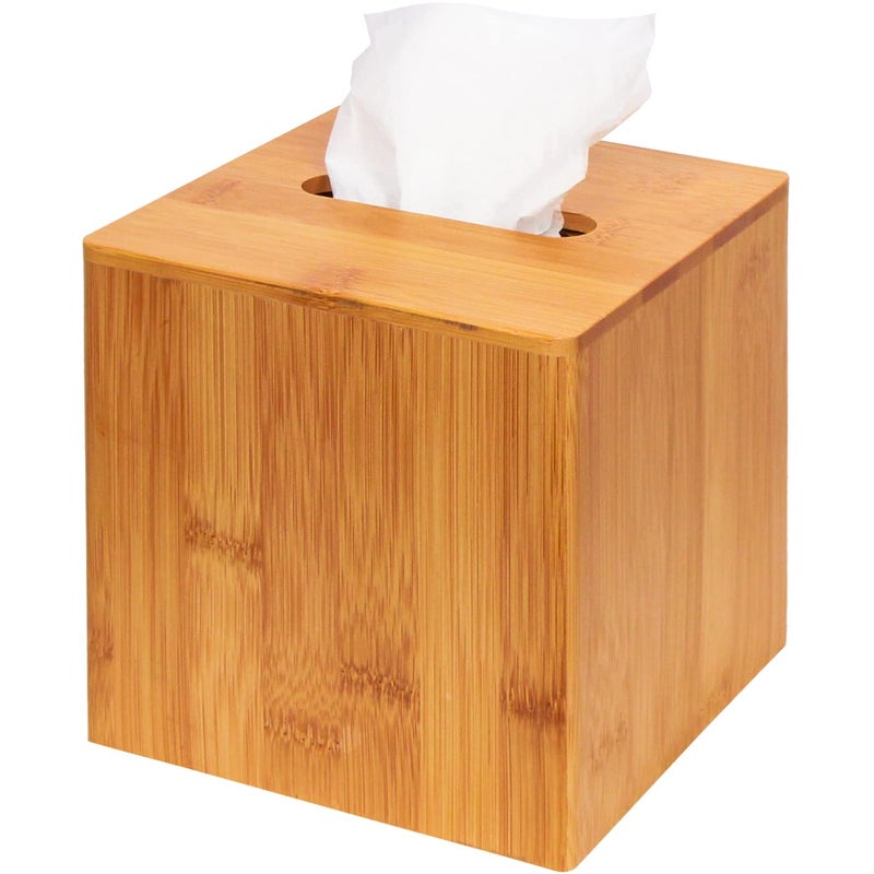 J JACKCUBE Design Premium Bamboo Tissue Box Cover â€“ Modern Square Design for Home, Office, and Bathroom â€“ Eco-Friendly and Durable Tissue Holder - MK273A - Image 1