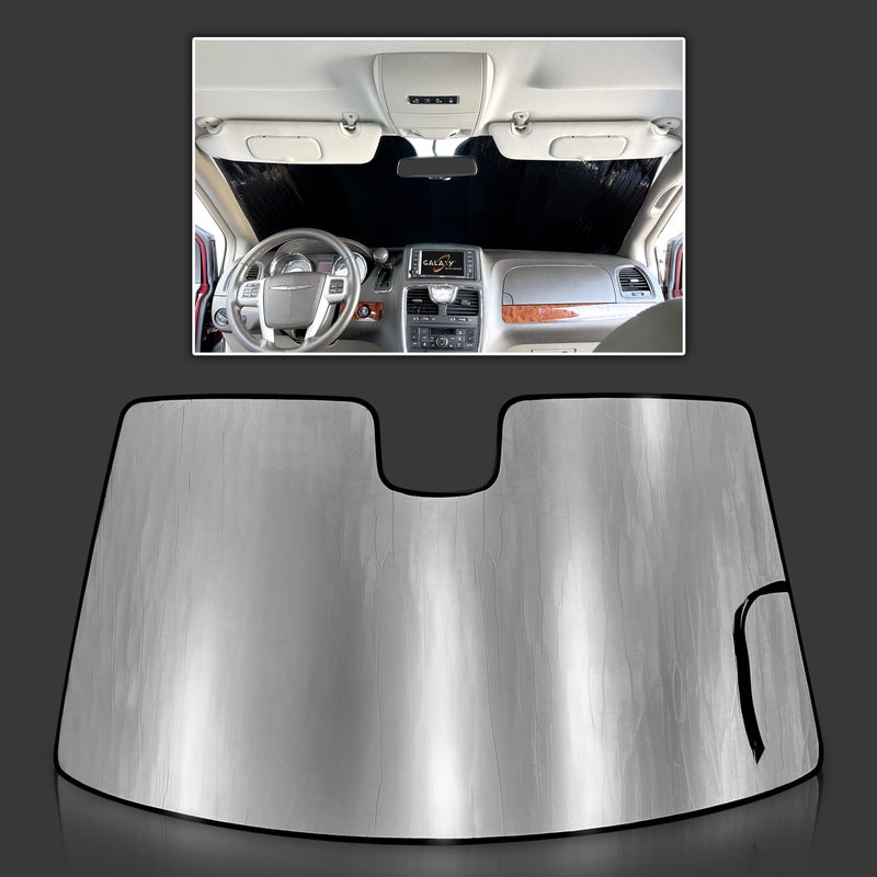Custom Fit Windshield Sun Shade for 2008 2009 2010 2011 2012 2013 2014 2015 2016 2017 2018 Chrysler Town Country Minivan Insulated Sunshade Privacy Accessories Blockout UV Reflector Protection