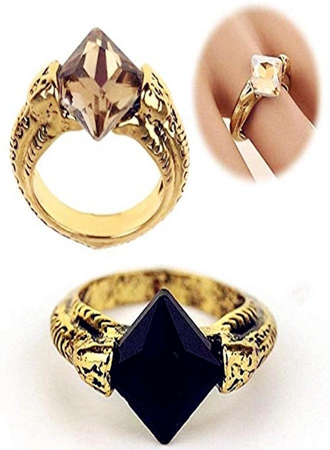 JinYu 2 Set Horcrux Necklace and Magic Ring Stone Retro Bronze Jewelry Cosplay for Fans (Grey) - Image 2