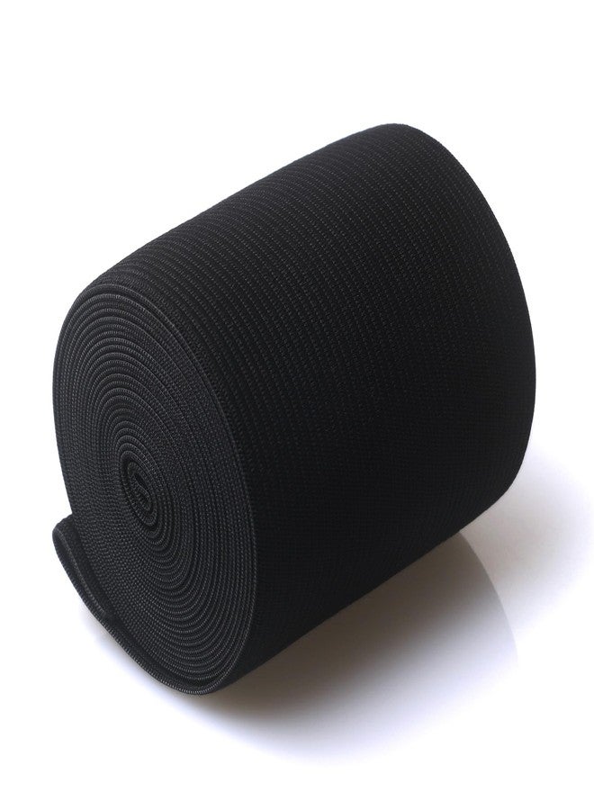 RERIVER 4 Inch Wide Elastic Band 3 Yards Knitted Stretchy Elastic Spool Straps for Sewing Craft, Black - Image 1