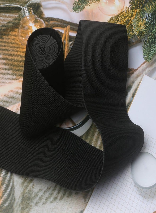 RERIVER 4 Inch Wide Elastic Band 3 Yards Knitted Stretchy Elastic Spool Straps for Sewing Craft, Black - Image 2