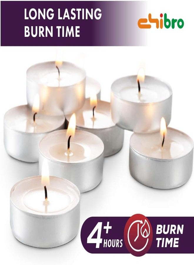 Chibro Tealight Candles Unscented - Pack of 50 | 4-Hour Burn | Dripless & Smokeless | White Tea Lights for Diwali, Pooja, Home Decor, Spa & Events - Image 5