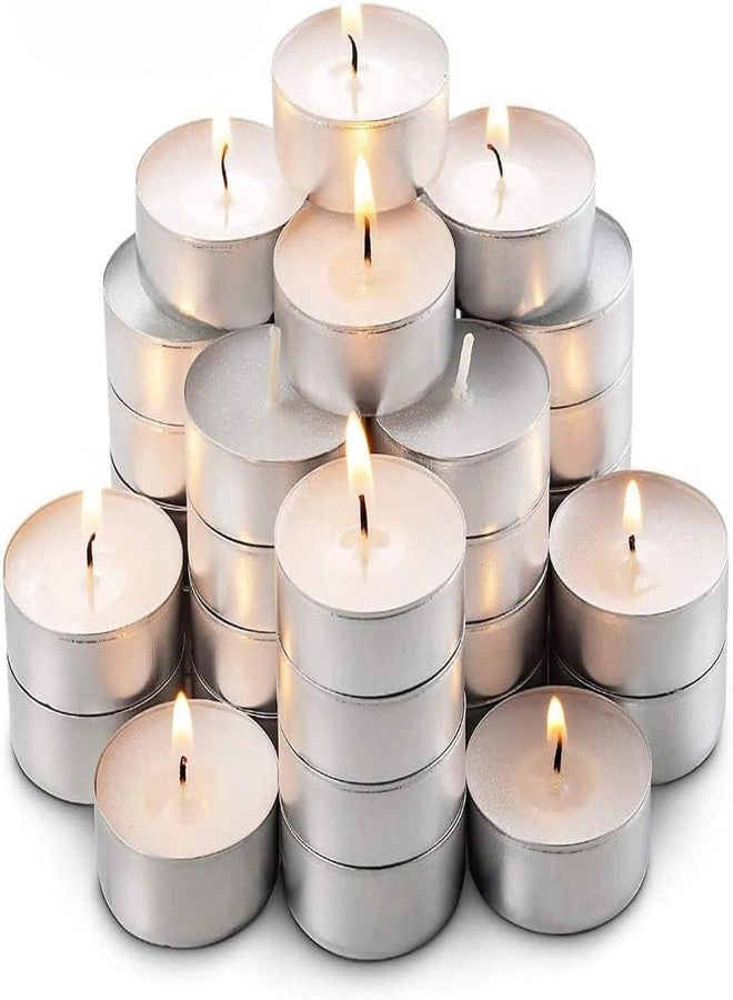 Chibro Tealight Candles Unscented - Pack of 50 | 4-Hour Burn | Dripless & Smokeless | White Tea Lights for Diwali, Pooja, Home Decor, Spa & Events - Image 1