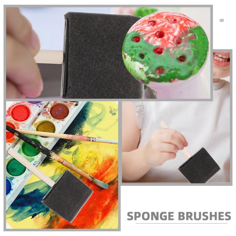 24pcs 4 Inch Wooden Handle Sponge Paint Brushes For DIY Art Craft Projects - Image 4