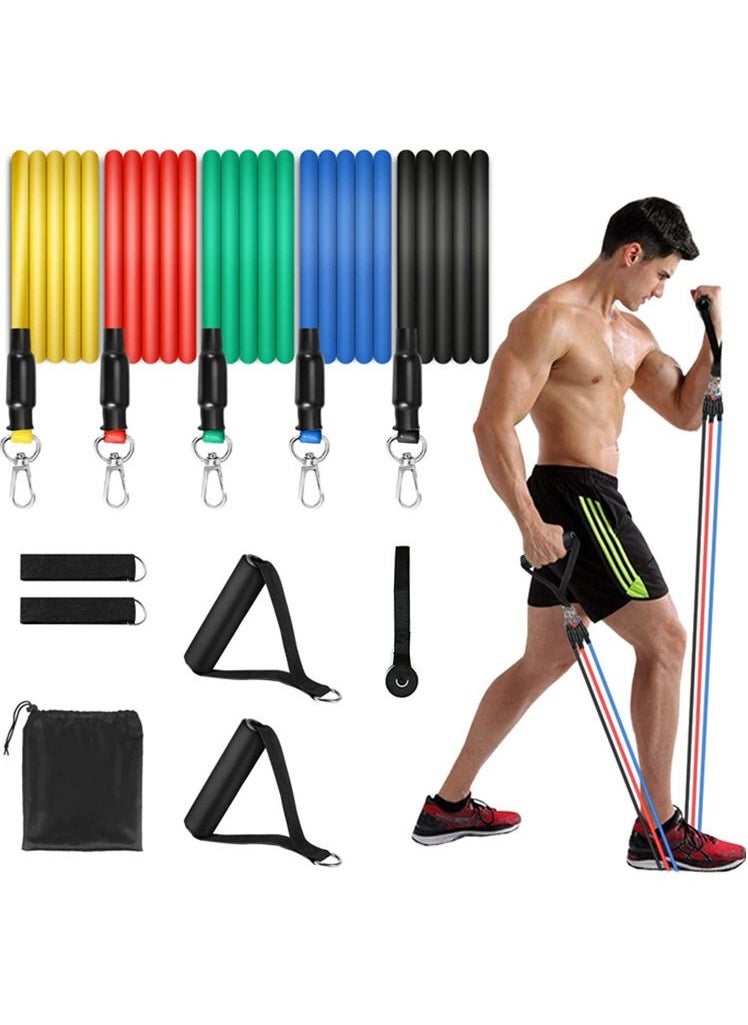 Generic - Resistance Bands Set (11pcs), Exercise Bands with Door Anchor, Handles, Carry Bag, Legs Ankle Straps for Resistance Training, Physical Therapy, Home Workouts - Image 1