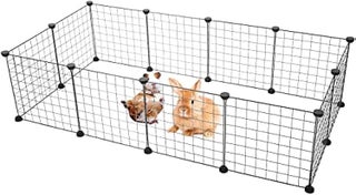 Metal Pet Playpen & Exercise Fence - DIY Wire Mesh Panels for Small Animals (Dogs, Rabbits, Guinea Pigs) - Multi-use Storage Cubes Organizer for Indoor/Outdoor Use