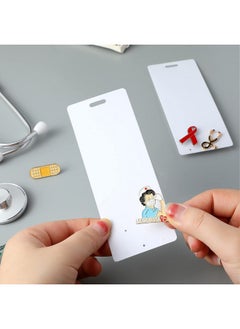 Tinlade 10 Pieces Badge Buddy Pin Holder For Nursing Pins Blank Badge Buddy Tags White Pin Holder Display For Nurse Doctor Student Staff Id Card Medical Pins Display (Vertical)  - Image 4