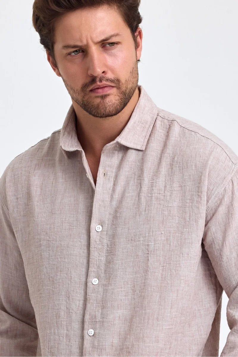 Cool Tarz Cool Style Men's Shirt Collar Linen Blend Regular Fit Shirt