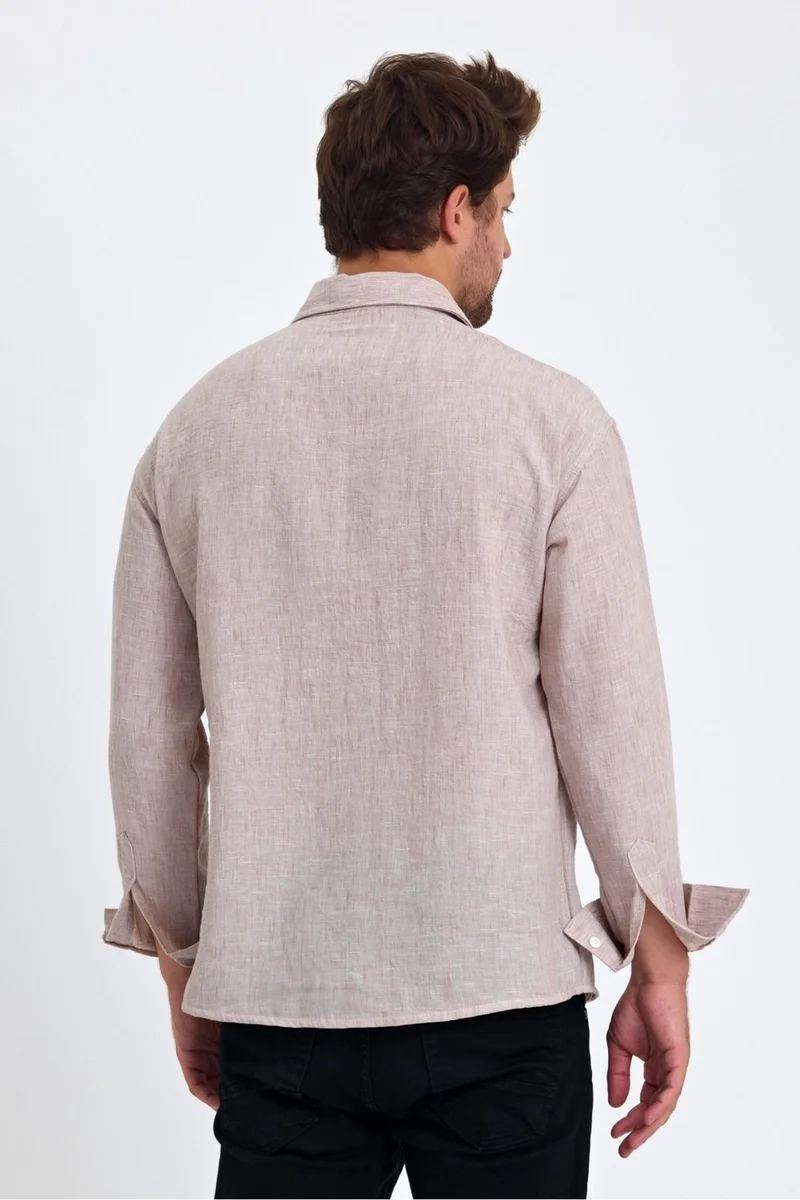 Cool Tarz Cool Style Men's Shirt Collar Linen Blend Regular Fit Shirt
