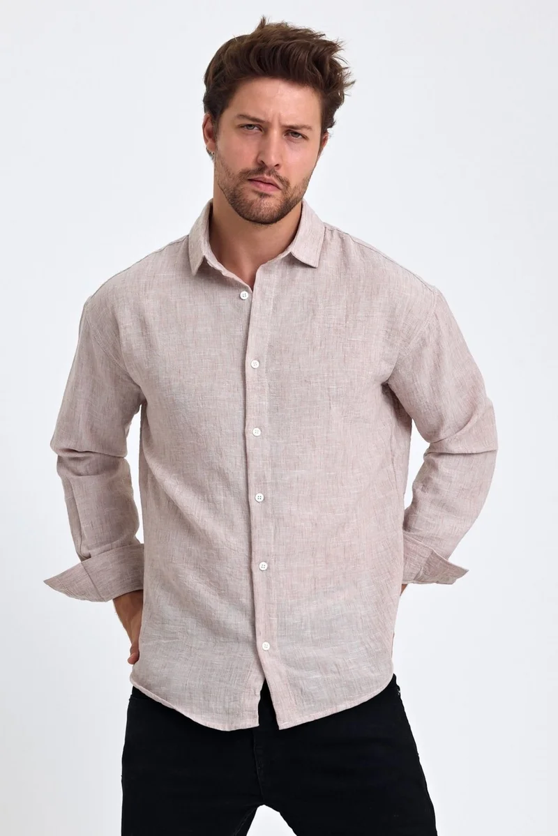 Cool Tarz Cool Style Men's Shirt Collar Linen Blend Regular Fit Shirt