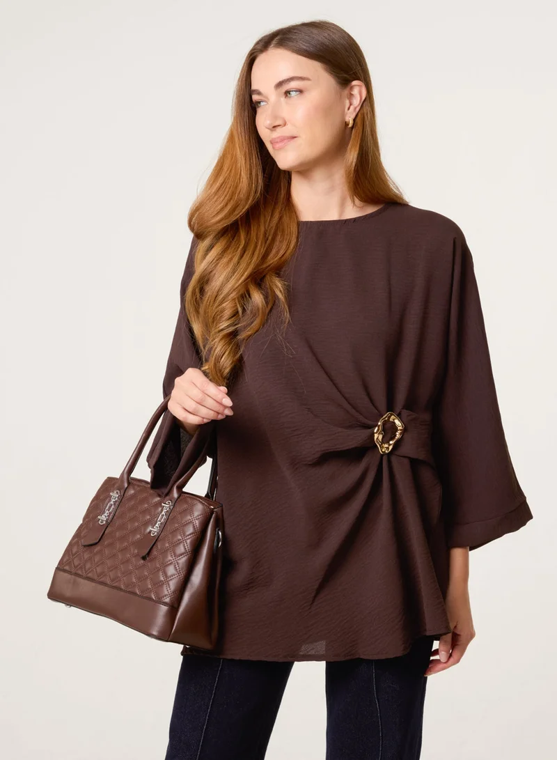 Blue Vanilla Detail Side Gathered Blouse