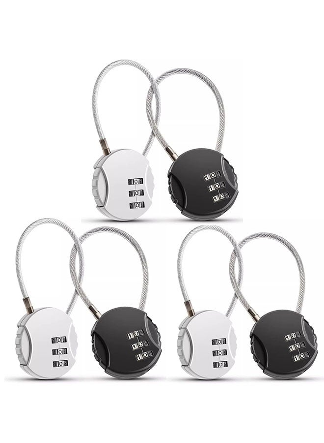 Arabest 6 Pack Combination Lock, 3 Digit Outdoor Waterproof Padlock for School Gym Locker, Luggage, Fence, Toolbox, Gate, Case (Black & Silver) - Image 1