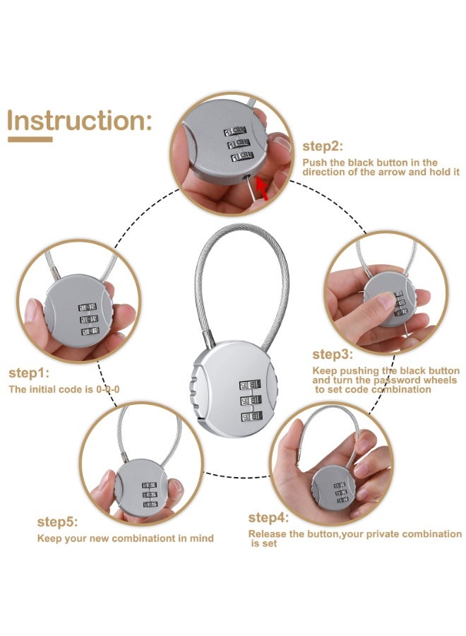 Arabest 6 Pack Combination Lock, 3 Digit Outdoor Waterproof Padlock for School Gym Locker, Luggage, Fence, Toolbox, Gate, Case (Black & Silver) - Image 3