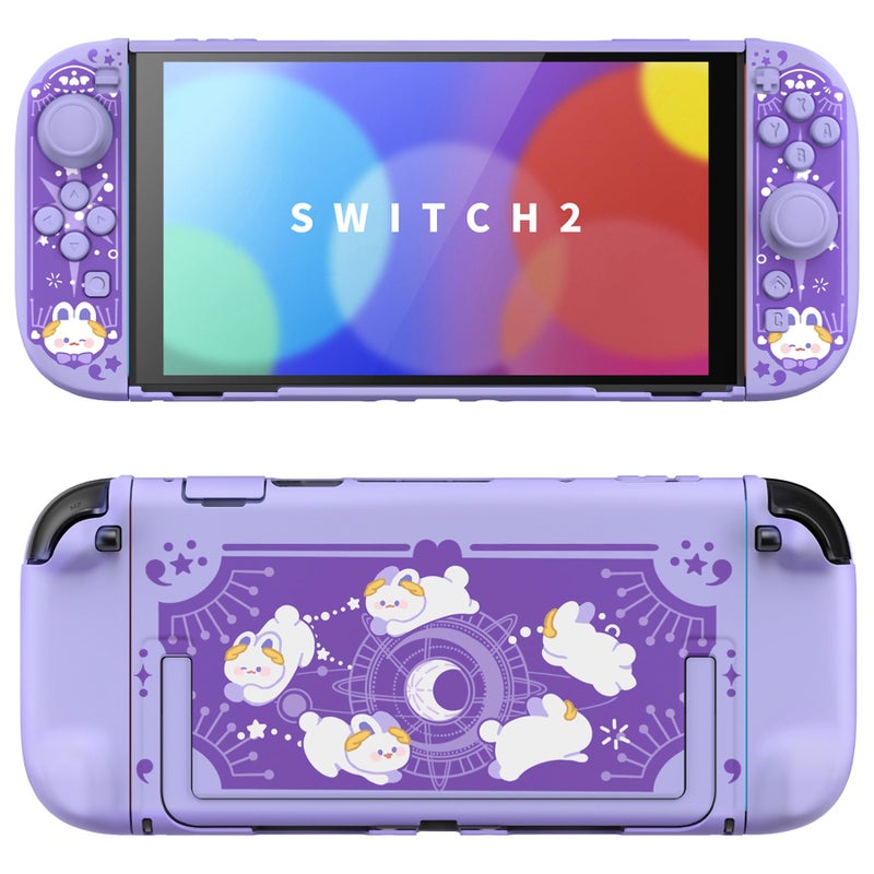 PlayVital Protective Case for Nintendo Switch 2 - Kawaii Dockable Hard Case Shell for Switch 2 with Thumb Grip & Sticker & Button Caps, Anti-Scratch, Shockproof Cover Skin - Celestial Rabbit Orbit - Image 1