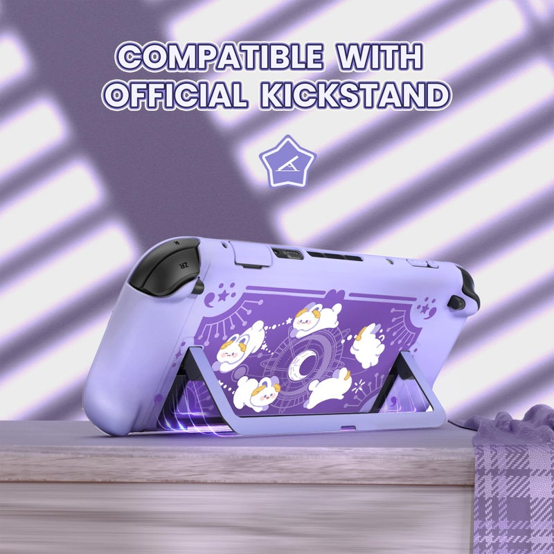 PlayVital Protective Case for Nintendo Switch 2 - Kawaii Dockable Hard Case Shell for Switch 2 with Thumb Grip & Sticker & Button Caps, Anti-Scratch, Shockproof Cover Skin - Celestial Rabbit Orbit - Image 3