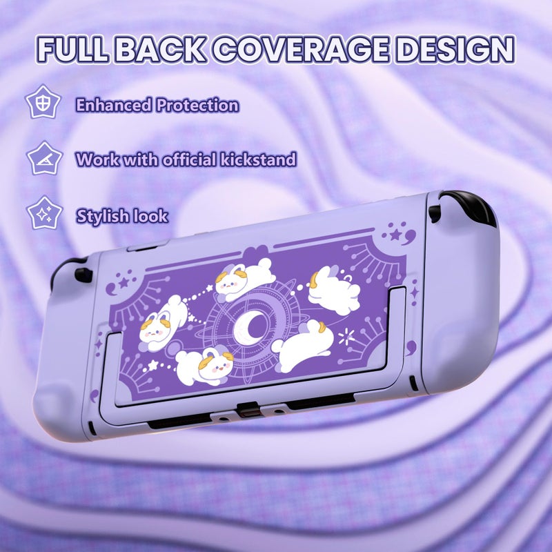 PlayVital Protective Case for Nintendo Switch 2 - Kawaii Dockable Hard Case Shell for Switch 2 with Thumb Grip & Sticker & Button Caps, Anti-Scratch, Shockproof Cover Skin - Celestial Rabbit Orbit - Image 4