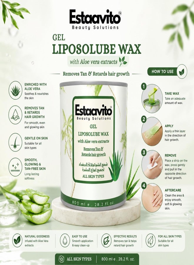 ESTAVITO Estaavito Gel Liposoluble Wax 800ml With Aloe vera extracts for Hair & Tan Removal | Smooth & Painless Waxing | For all skin types | Quick and easy waxing Procedure for Home & salon use. - Image 3