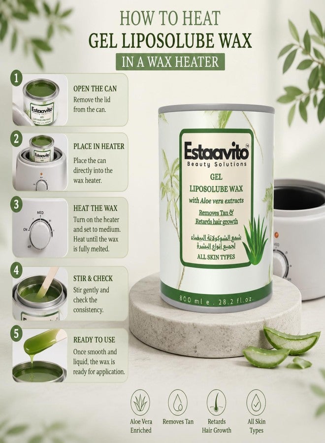 ESTAVITO Estaavito Gel Liposoluble Wax 800ml With Aloe vera extracts for Hair & Tan Removal | Smooth & Painless Waxing | For all skin types | Quick and easy waxing Procedure for Home & salon use. - Image 4